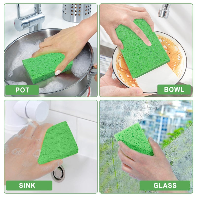 biguphate Kitchen Sponges 24 PCS- Compressed Cellulose Sponges Non-Scratch Natural Dish Sponge for Kitchen Bathroom Cars, Funny Cut-Outs DIY for Kids - Image 5